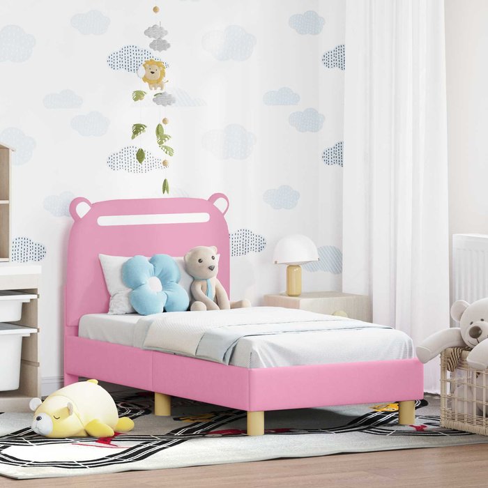 Maison exclusive - estructura de cama para niños pequeños con cabecera rosa tela