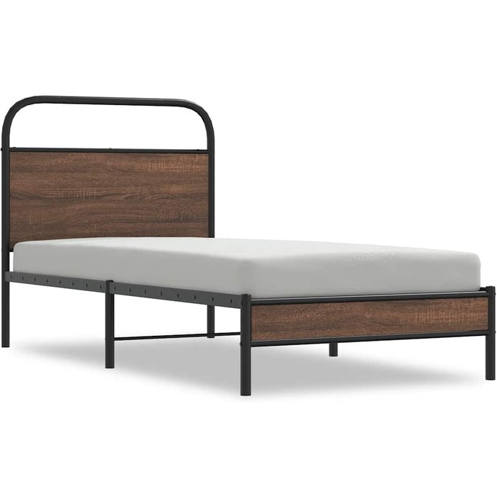 Estructura de cama sin colchón 90x200 cm madera marrón roble — comfortxl