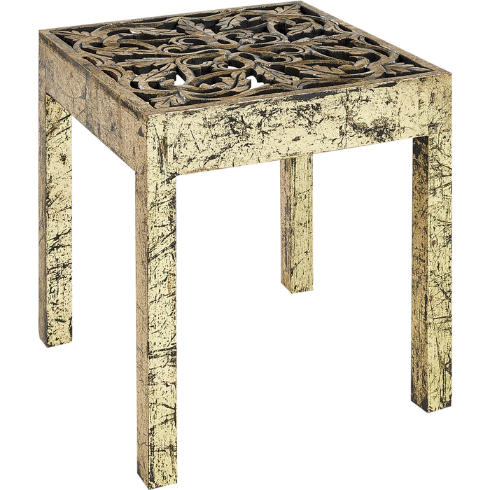 Beliani mesa auxiliar palasi madera de mango dorado