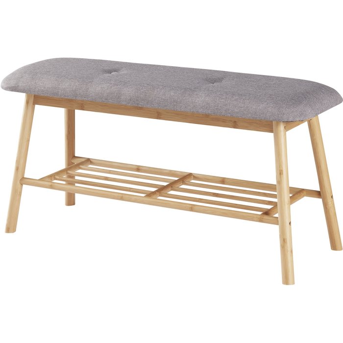 Banco zapatero de bambú 45 x 90 x 30 cm gris natural 03_0007658