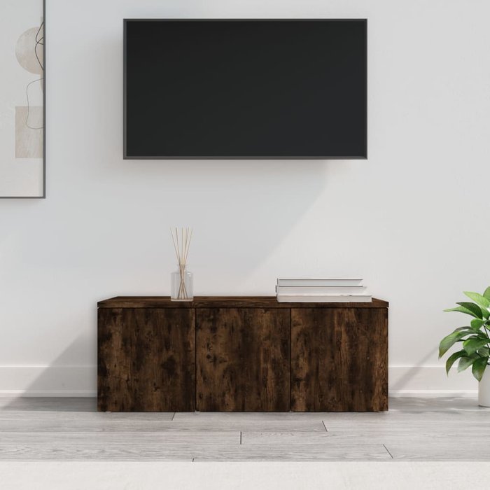 Mueble de tv de roble ahumado 80x34x30 cm madera de ingeniería