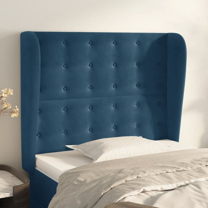 Cabecero con orejas azul oscuro 93x23x118/128 cm terciopelo