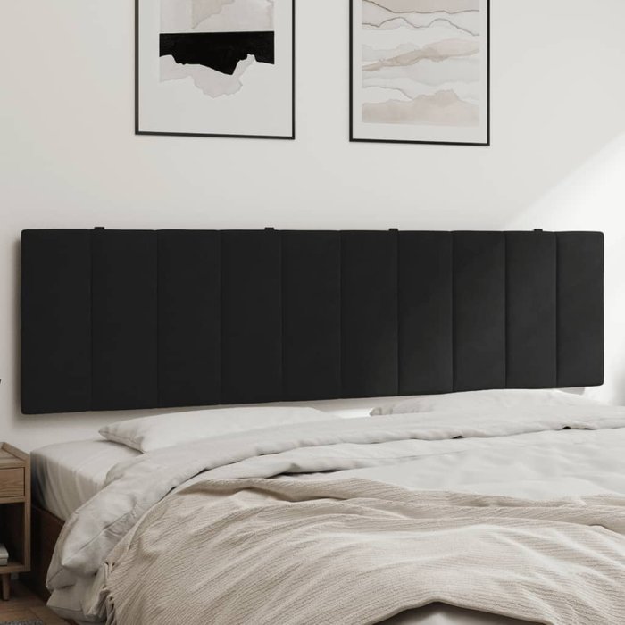 Cabecero de cama acolchado hanko terciopelo negro 180 cm