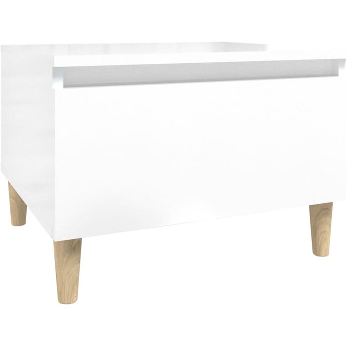 Mesa auxiliar de madera contrachapada blanco brillo 50x46x35 cm - comfortxl