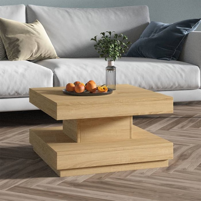 Mesa de centro mdf marrón claro 60x60x35 cm