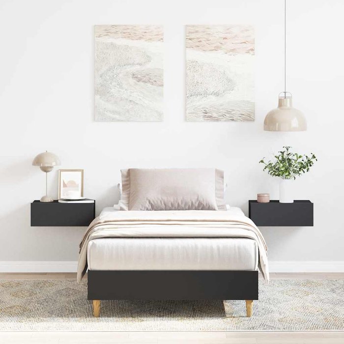 Estructura de cama sin colchón negra 90x200 cm madera contrachapada