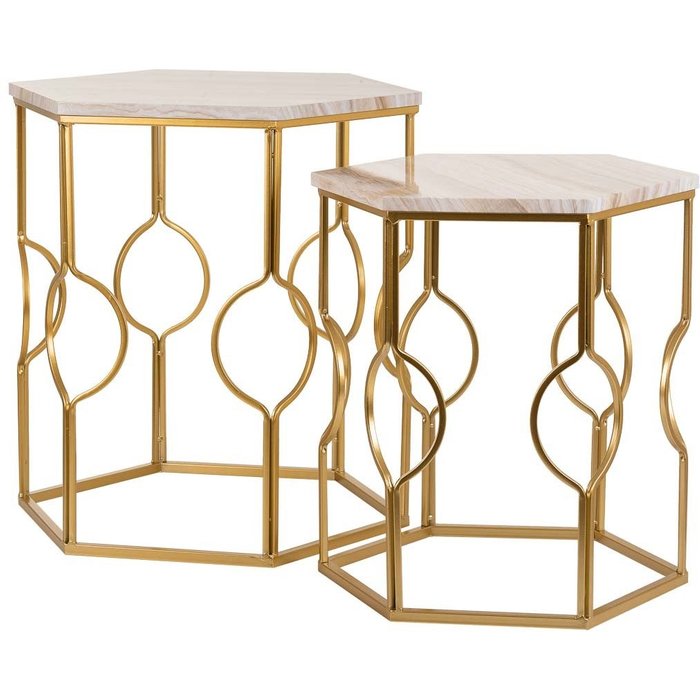Set 2 mesas de metal doradas