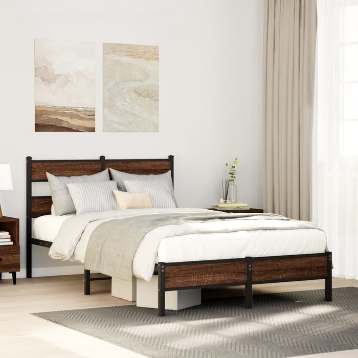 Estructura de cama sin colchón madera marrón roble 120x190 cm vidaxl