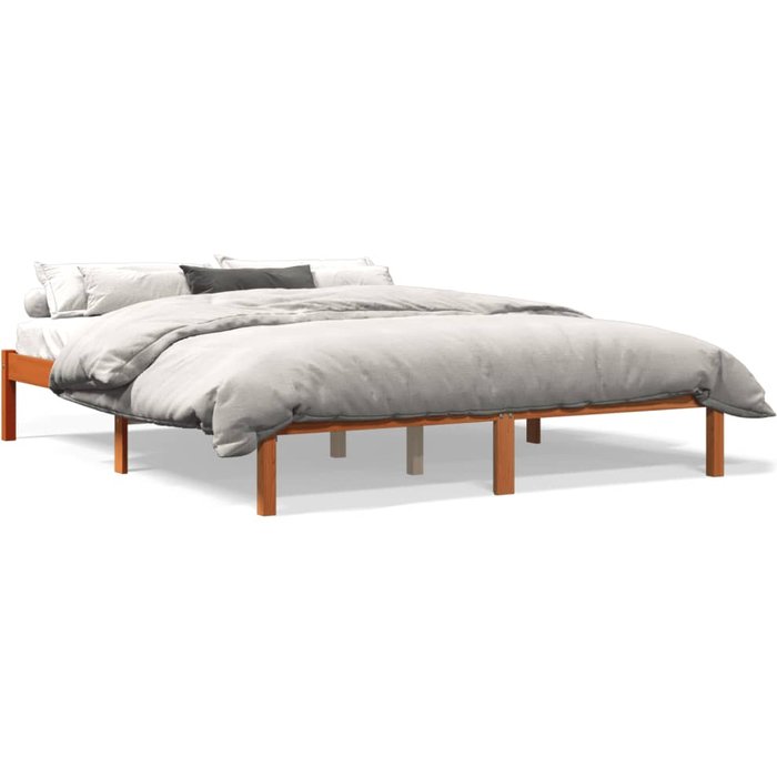 Cama sin colchón madera maciza pino marrón cera 150x200 cm — comfortxl