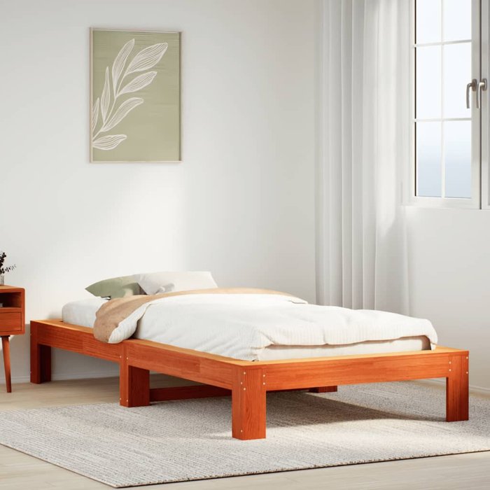 Estructura de cama sin colchón madera de pino marrón 90x200 cm vidaxl