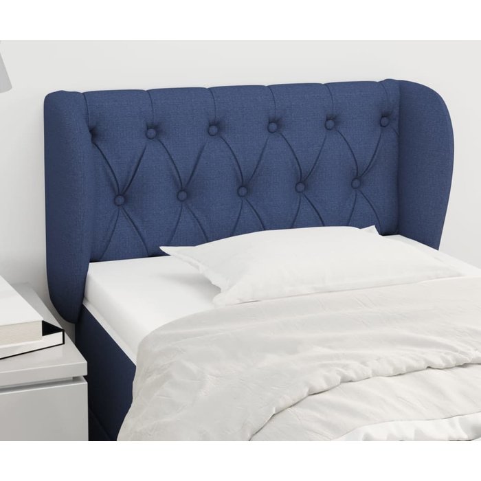 Cabecero de tela azul 83x23x78/88 cm