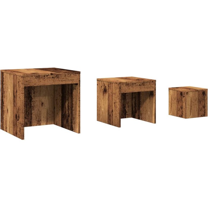 Mesas apilables 3 uds madera de ingeniería envejecida - comfortxl