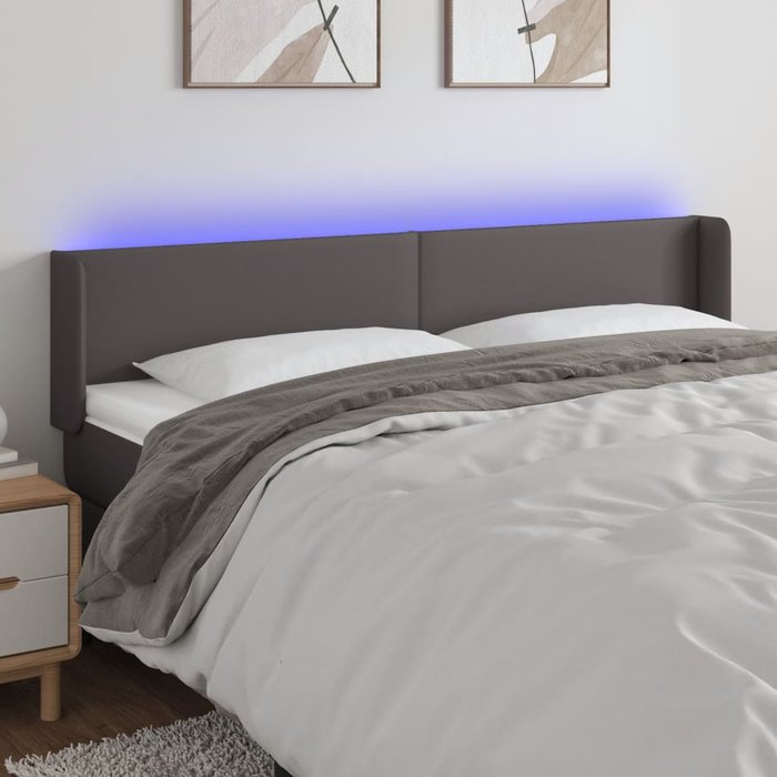 Maison exclusive - cabecero con led cuero sintético gris 163x16x78/88 cm