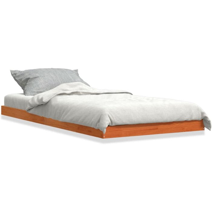 Estructura de cama madera maciza pino marrón cera 100x200 cm — comfortxl