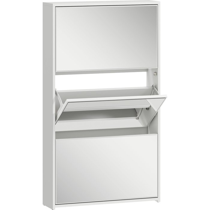 Zapatero estrecho homcom melamina de madera blanco 65x17x114.5 cm 837-648v00wt