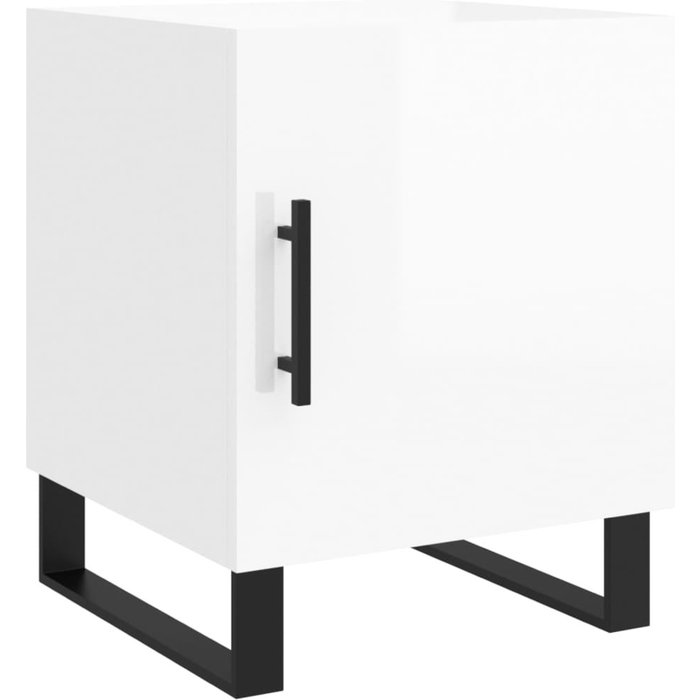 Mesita de noche madera de ingeniería blanco brillo 40x40x50 cm - comfortxl