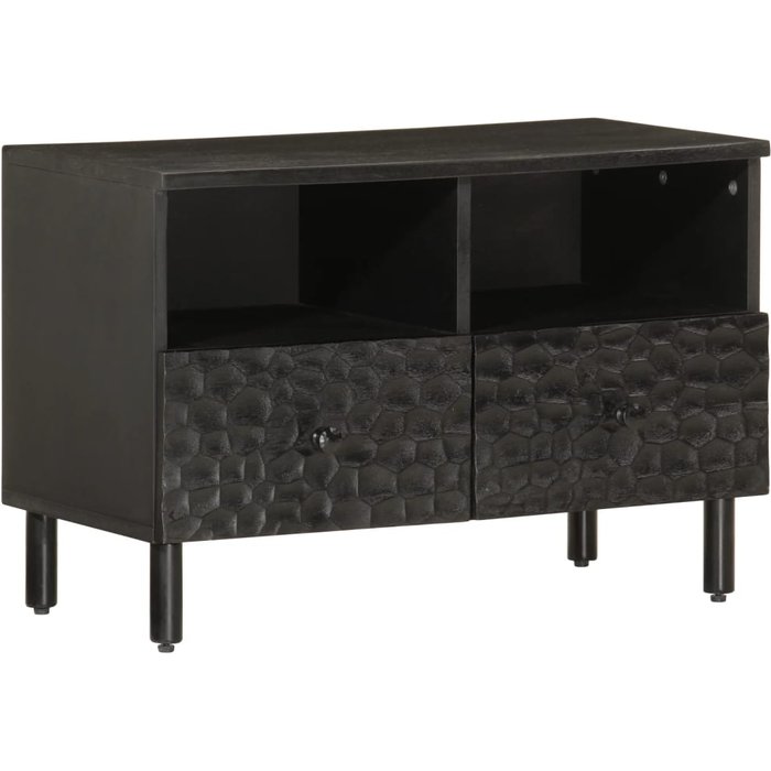 Mueble tv negro 70x33x46 cm madera maciza de mango