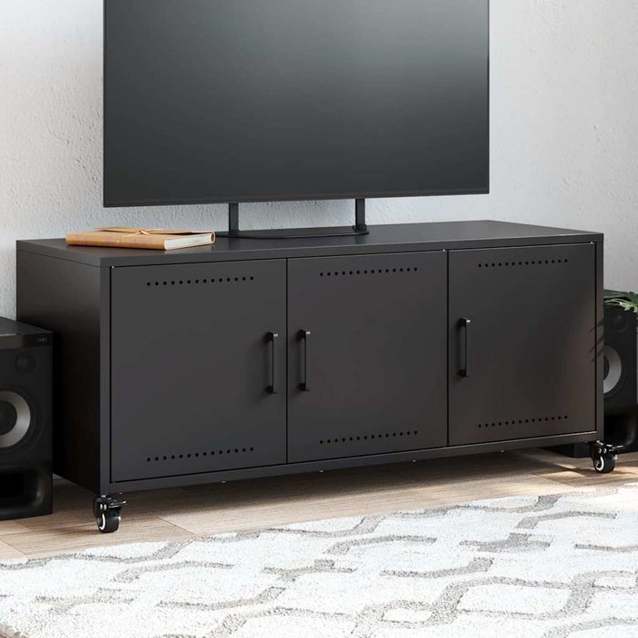 Mueble para tv acero negro 100,5x39x43,5 cm