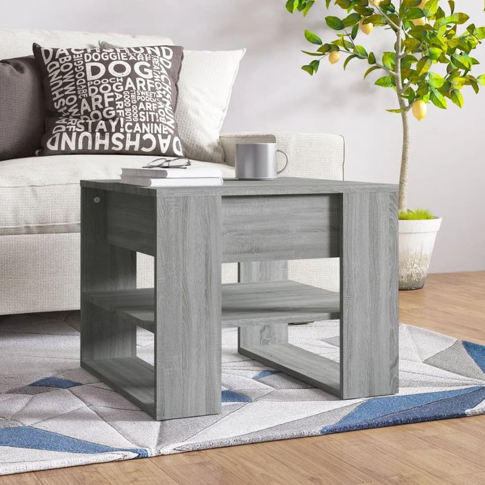 Mesa de centro sonoma gris, 55,5 x 55 x 45 cm, madera de ingeniería.