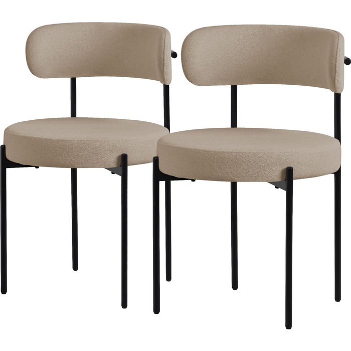 Set 2x sillas de comedor tejido teddy marrón de terciopelo ergonómico moderno