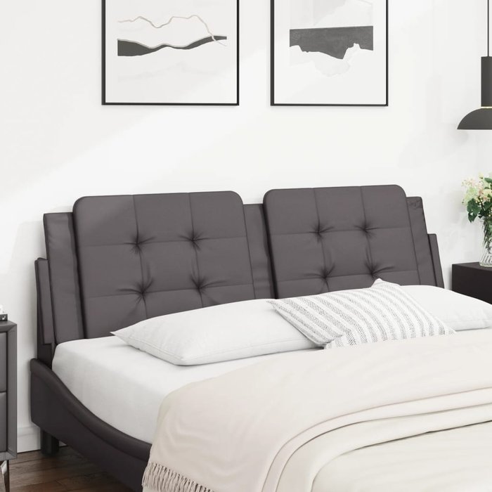 Cabecero de cama acolchado cuero sintético gris 160 cm - comfortxl