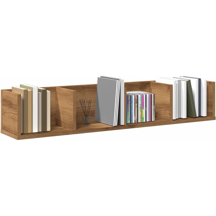 Estante de pared para cd de roble hecho a mano 100x18x18cm madera de ingeniería