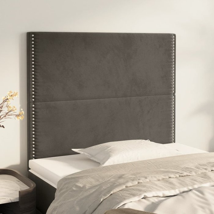 Cabeceros 2 uds gris oscuro 100x5x78/88 cm terciopelo