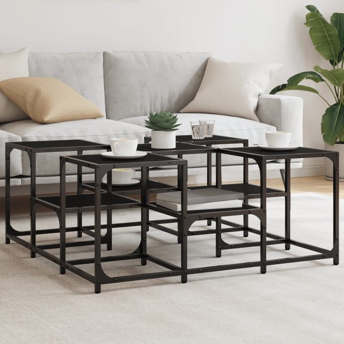 Mesa de centro negra, 91x91x40 cm, madera de ingeniería.