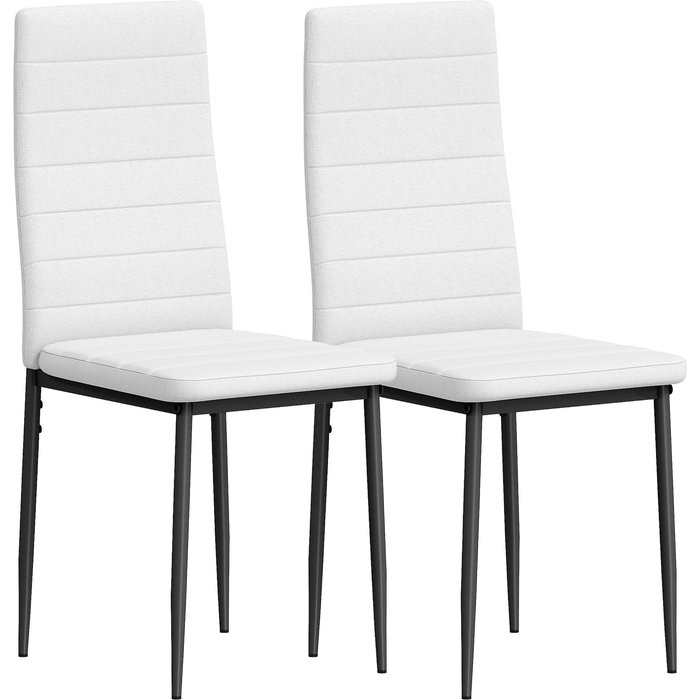 Sillas de comedor homcom lino sintético, metal blanco 41x50x97 cm 835-483v04wt