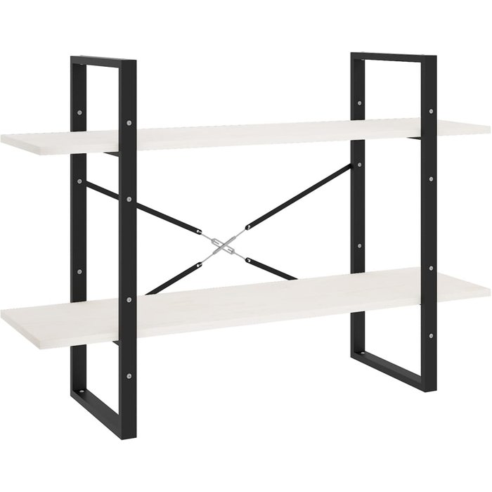 Estantería 2 niveles madera maciza de pino blanco 100x30x70 cm – comfortxl