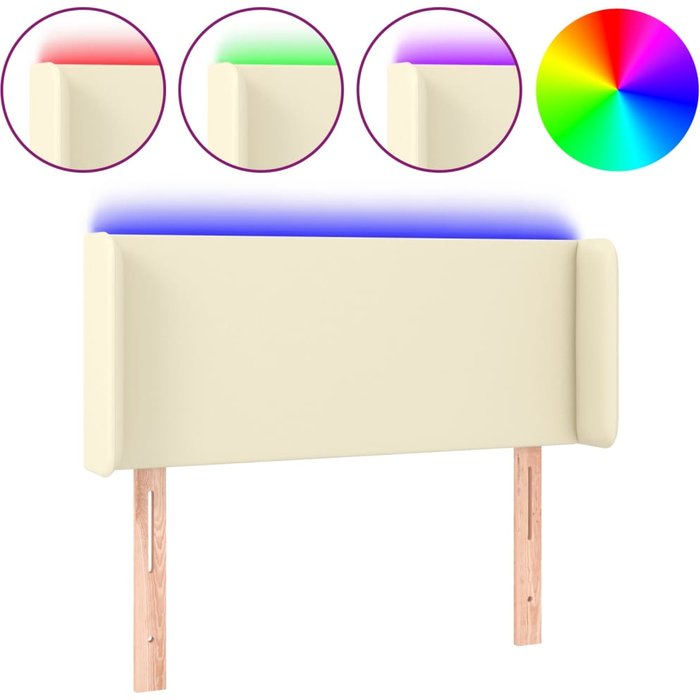 Cabecero cama - mueble cabecero con led cuero sintético crema 83x16x78/88 cm