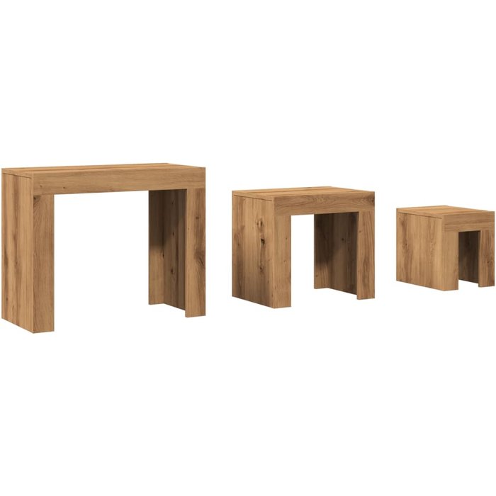 Mesas de centro apilables 3 uds madera ingeniería roble artisan - comfortxl