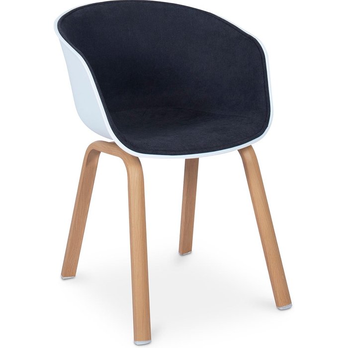Silla de comedor acolchada blanca con reposabrazos