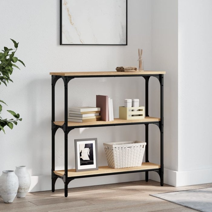 Mesa consola, roble sonoma, 75x22,5x75 cm, madera de ingeniería.