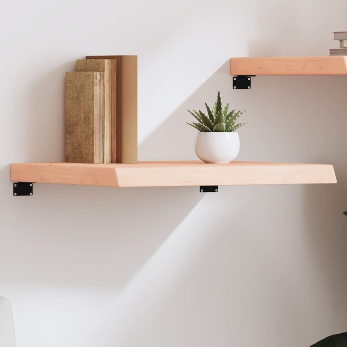 Estante de pared madera maciza roble sin tratar 60x50x(2-6) cm