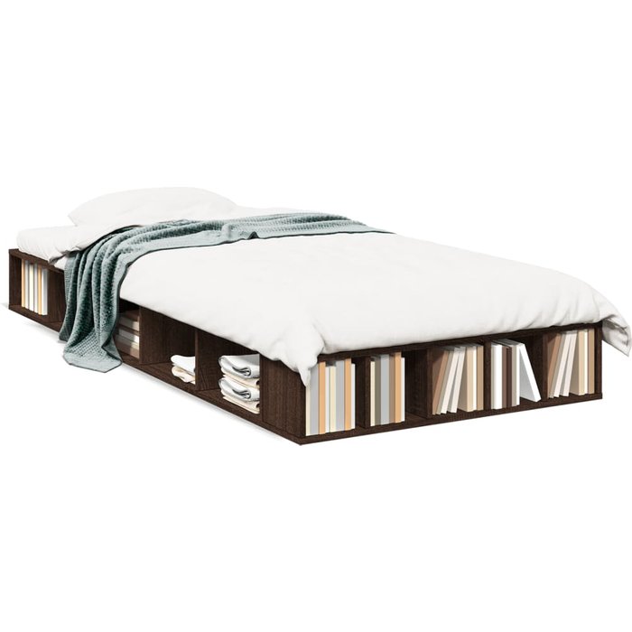 Vidaxl estructura de cama madera de ingeniería marrón roble 90x190 cm