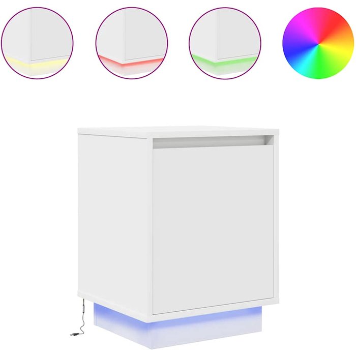 Mesilla de noche con luces led blanca 38x34x50 cm - comfortxl