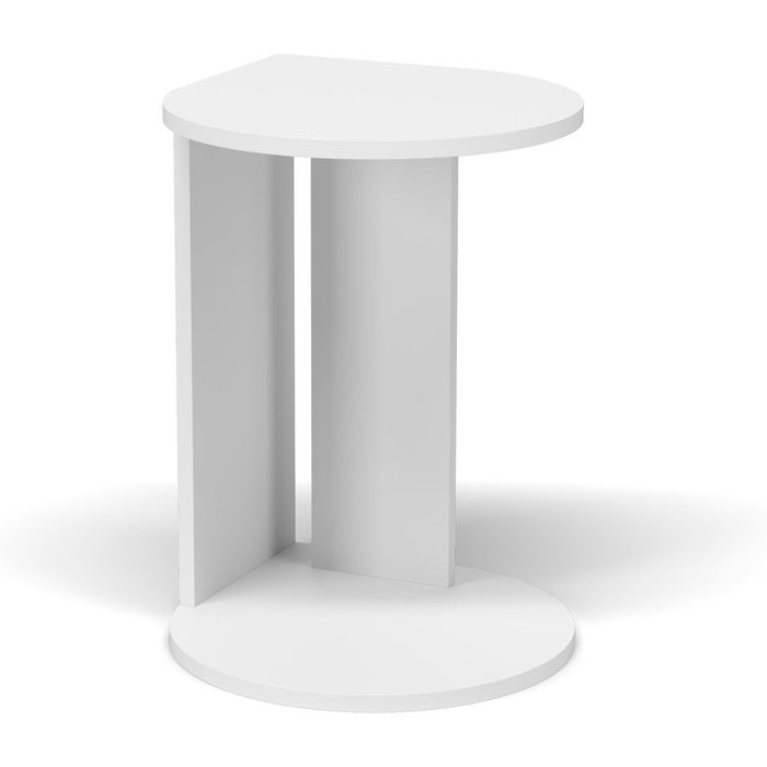 Mesa auxiliar en melamina, modelo trébol, color blanco