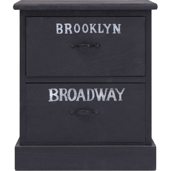 Mesita de noche madera de paulownia negro 38x28x45 cm - comfortxl