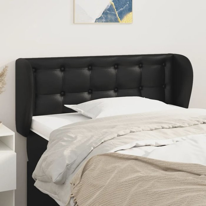 Cabecero con orejas negro 83x23x78/88 cm polipiel