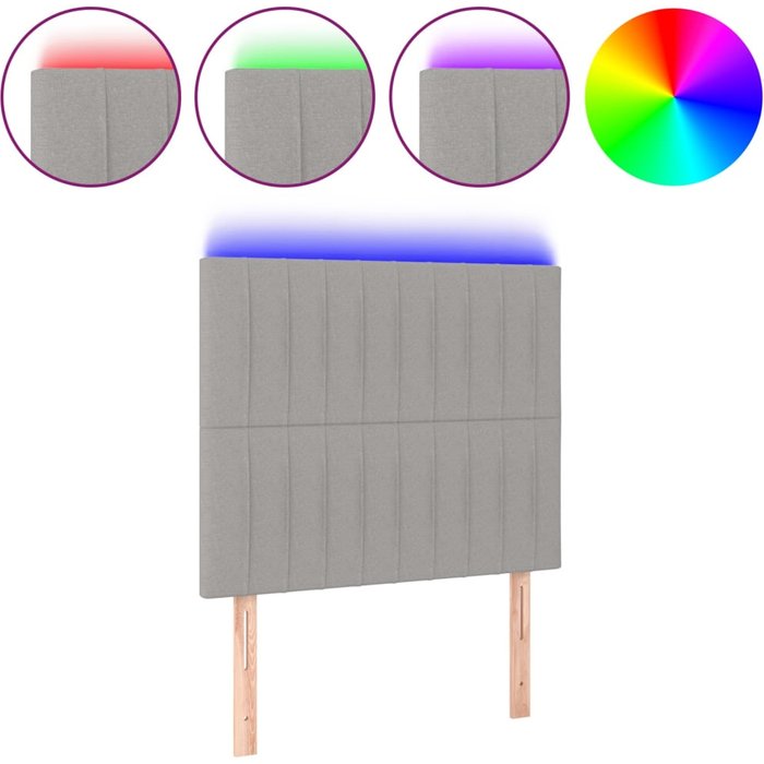 Cabecero con luces led tela gris claro 80x5x118/128 cm - comfortxl