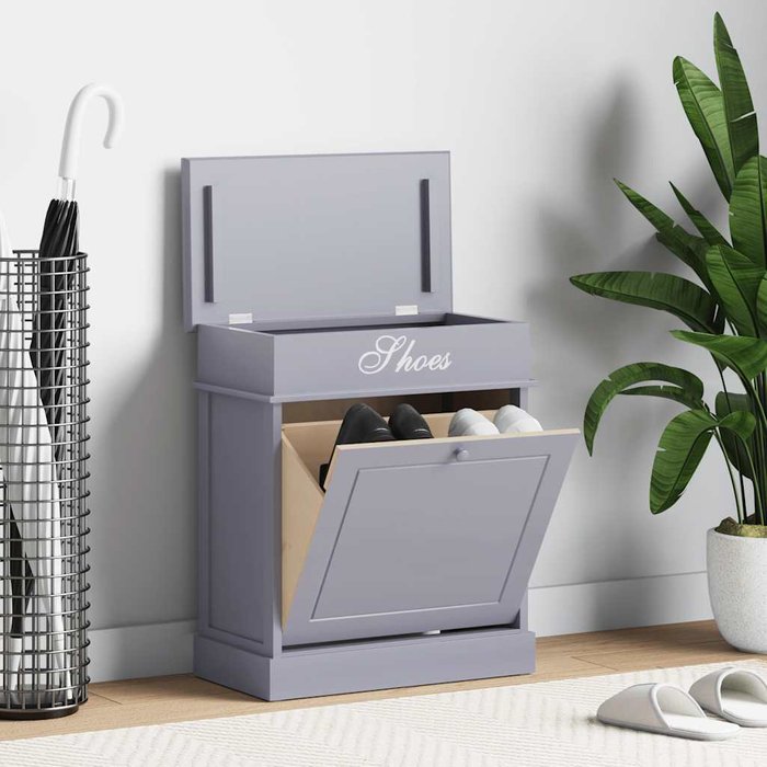 Maison exclusive - mueble zapatero de madera de paulownia gris 50x28x58 cm