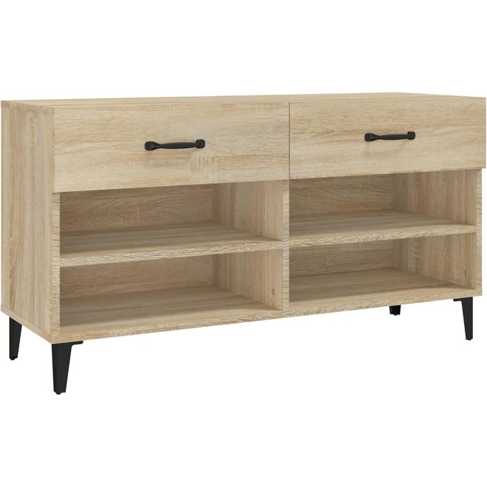 Mueble zapatero madera contrachapada roble sonoma 102x35x55 cm - comfortxl