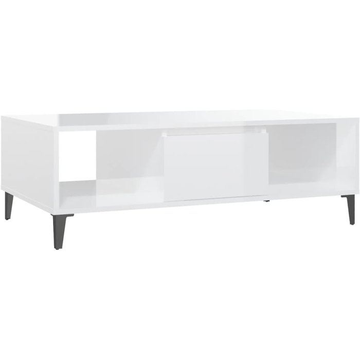 Mesa de centro madera contrachapada blanco brillo 103,5x60x35cm - comfortxl