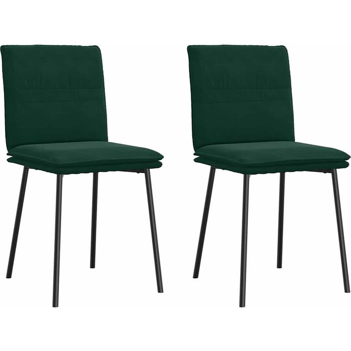 Juego de 2 sillas de comedor de terciopelo verde oscuro