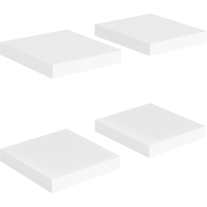 Estantes flotantes de pared 4 uds mdf blanco 23x23,5x3,8 cm- comfortxl