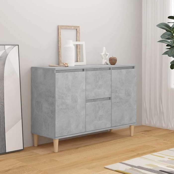 Aparador gris hormigón de 101x35x70 cm, madera de ingeniería.