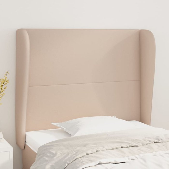 Cabecero con orejas cappuccino 93x23x118/128cm polipiel