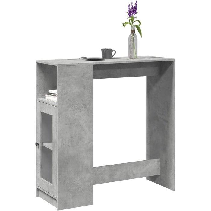 Mesa de bar con estantes de hormigón gris madera de ingeniería
