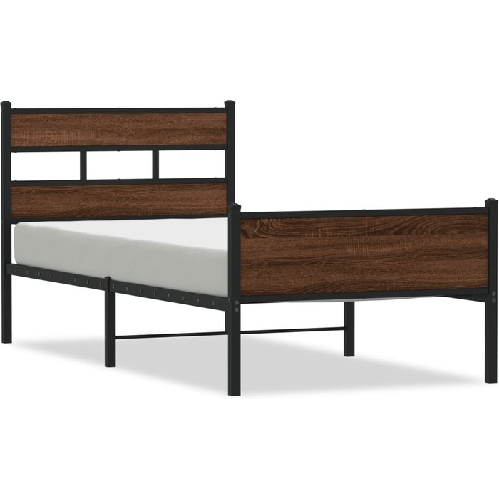 Estructura de cama sin colchón madera marrón roble 107x200 cm — comfortxl